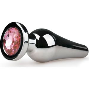 Buttplug Met Diamant - Zilver/Roze