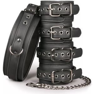 Fetish set met halsband, enkelboeien en handboeien