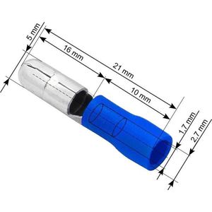 Kabelschoen Rond Blauw - Insteekbreedte 5 mm Lengte 21 mm - 100 Stuks