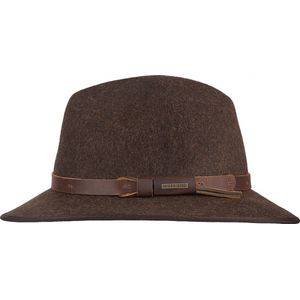 Hatland - Wollen hoed voor heren - Woodstock - Bruin - maat S (55CM)