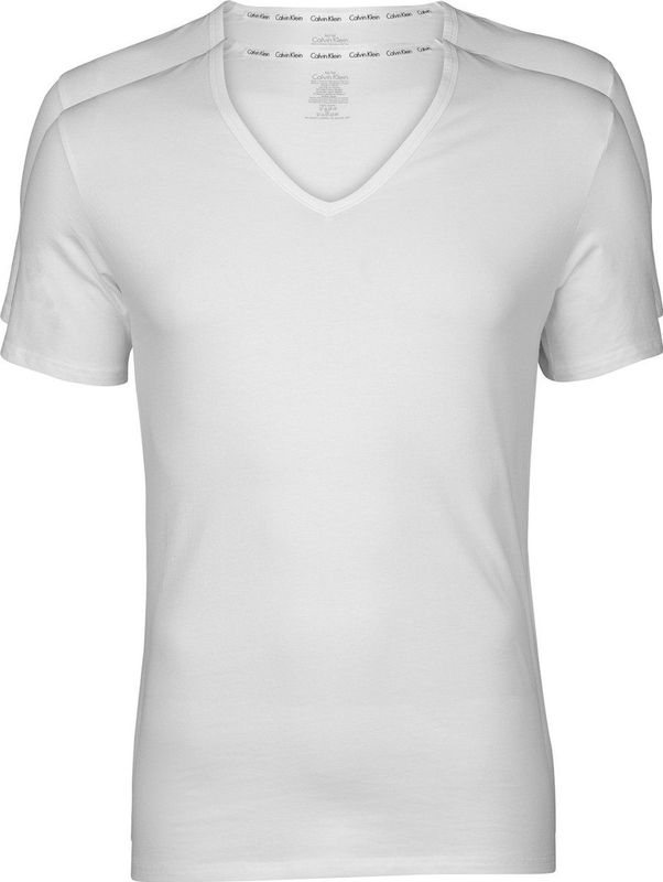 Calvin Klein - Basis 2-pack V-hals T-shirts Wit