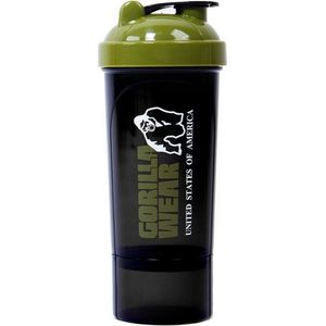 Gorilla Wear Compacte Shaker - Zwart/Legergroen - 500ml