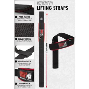 Gorilla Wear - Lifting Straps Zwart - Krachttraining Accessoires - Fitness - Bodybuilding