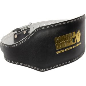 Gorilla Wear 6 Inch Padded Leather Lifting Belt - Black/Gold - 2XL/3XL