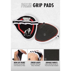 GORILLA WEAR Palm Grip Pads – zwart/rood, eenheidsmaat