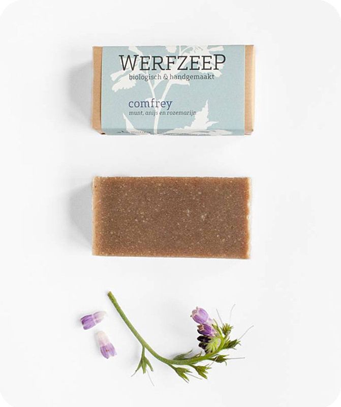Werfzeep Comfrey - Natuurlijke zeep - Handgemaakt - Voor gevoelige huid - Biologische en Vegan Zeep - 100 gram