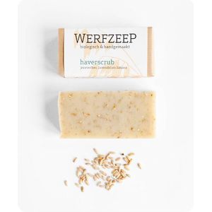 Werfzeep Haverscrub – Scrub met Haver - Natuurlijke zeep - Handgemaakt - Biologische en Vegan zeep - voor Gevoelige huid - 100 gram
