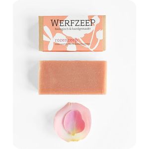 Werfzeep rozenzeep – Rozenolie - Natuurlijke zeep - Handgemaakt - Biologische en Vegan zeep – 100 gram