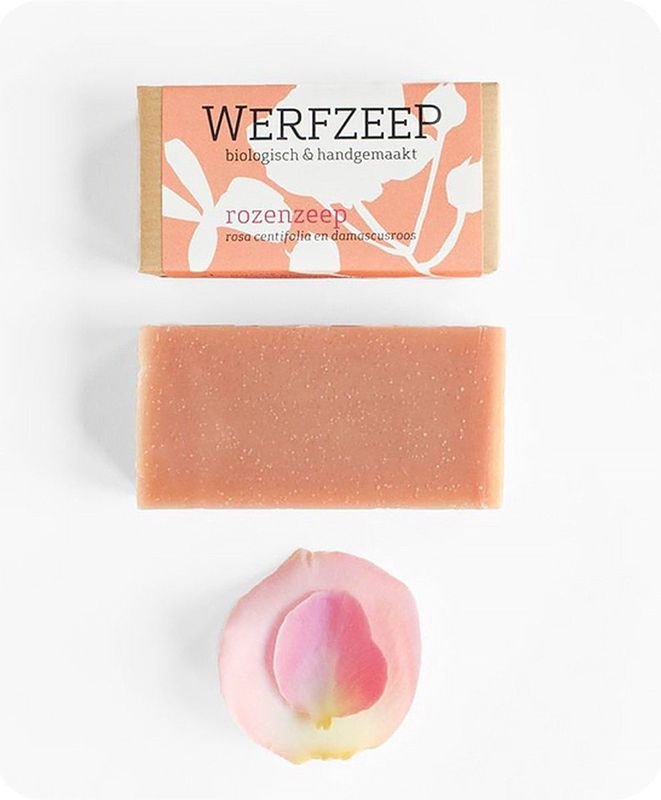 Werfzeep rozenzeep – Rozenolie - Natuurlijke zeep - Handgemaakt - Biologische en Vegan zeep – 100 gram