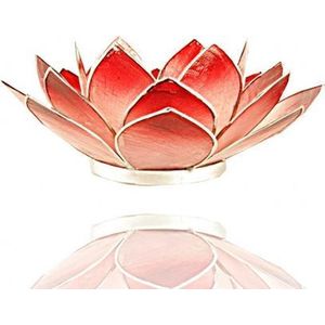 Lotus sfeerlicht roze/rood zilverrand - 13.5 cm - S
