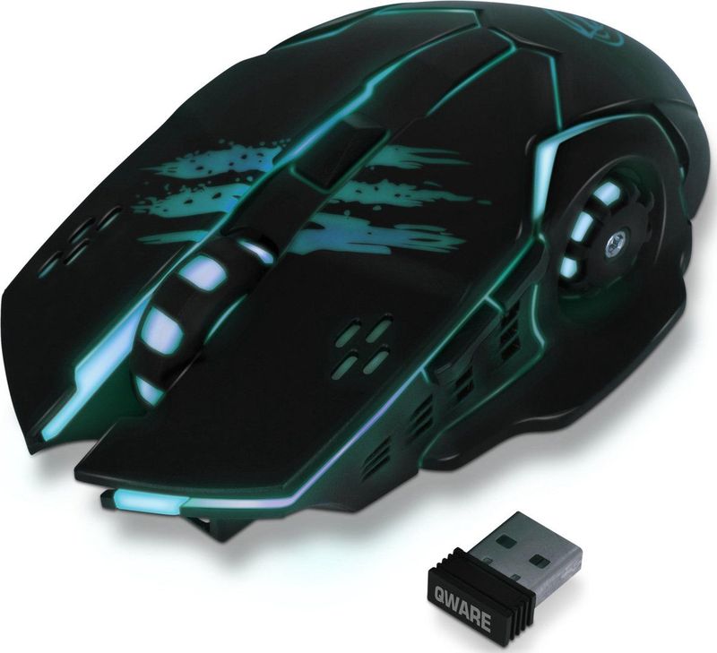 Qware - Phoenix - Draadloze Gamingmuis - Zwart - Ergonomisch Ontwerp