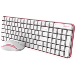 Qware - Waterford - Draadloos Toetsenbord en Muis - Wit/Roze