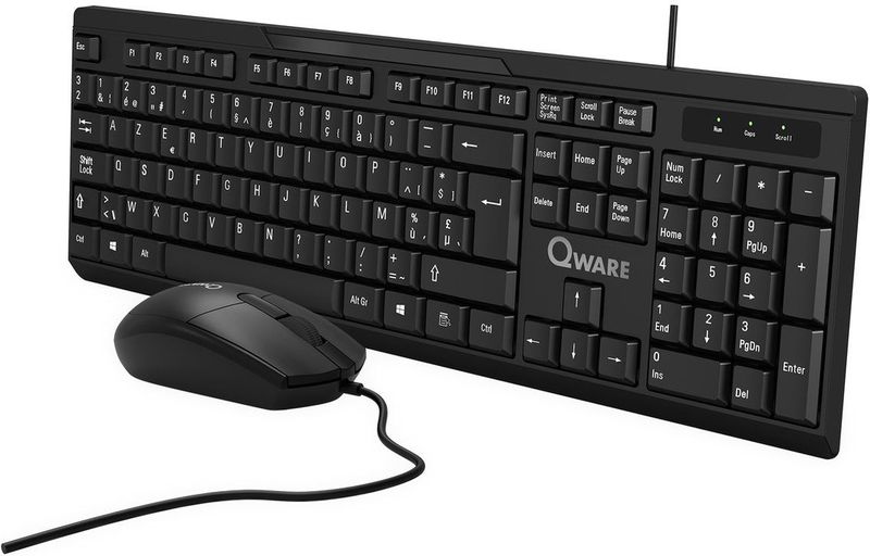Qware Office - Toetsenbord - Muis - Bedraad - Desktopset - Combo - Hamilton - Azerty