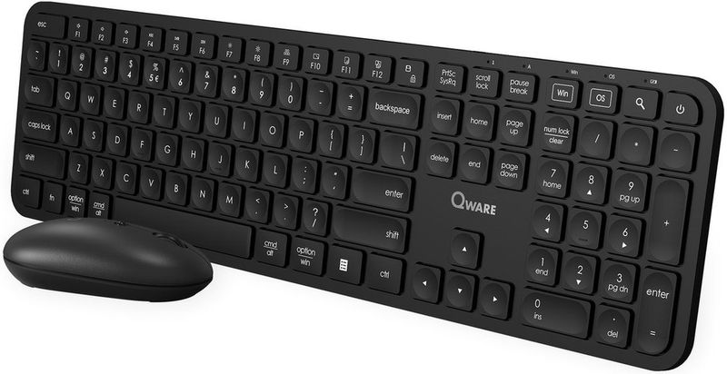 Qware - Eastbourne - Draadloze Toetsenbord Muis Set - Zwart - USB Dongel