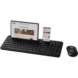 Qware Office - Design - Toetsenbord - Draadloos - Multiconnect - Bluetooth - 2.4 GHz - Dongel - Druppeltoets - Telefoon/Tablet Gleuf - Florence - Stille klik - Zwart - Azerty