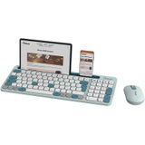 Qware Office - Design - Toetsenbord - Draadloos - Multiconnect - Bluetooth - 2.4 GHz - Dongel - Druppeltoets - Telefoon/Tablet Gleuf - Florence - Stille klik - Groen/Turquoise - Azerty