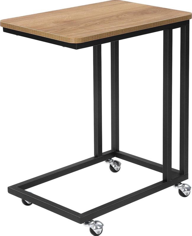 O'DADDY® Bijzettafel - Metaal met Hout - Bijzettafels - Houten Bijzettafeltje - Tafeltje - Salontafels - Mango - Bedtafeltje - Bijzet Tafel - Kleine Banktafel - Laptoptafel - Koffietafel Industrieel - Sidetable met wielen - 50 x 35 x 55 cm