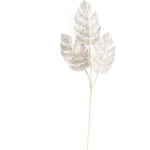 Monstera tak met glitter bladeren 78cm champagne zilver Kunststof House of Nature Decoratieve tak (78.0000cm x cm)