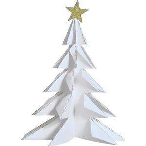 Decoratieve Kerstboom Gemaakt Van Karton. Je Vouwt De Boom Makkelijk In Elkaar. Na Gebruik Vouw Je De Boom Weer Plat Om Te Bewaren Voor Volgend Jaar. wit papier House of Nature Decoratieve kerstbomen