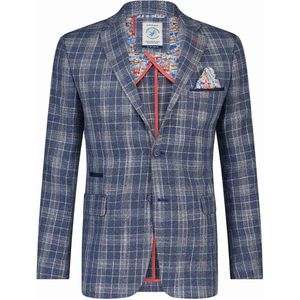A Fish Named Fred colbert navy geruit linnen slim fit