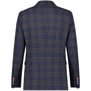 A Fish Named Fred - Donkerblauw Geruit Blazer - Wolmix - Slim Fit