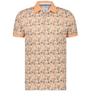 A Fish Named Fred polo stretch oranje geprint katoen slim fit