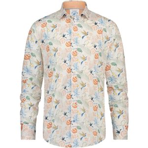 Slim fit katoen A Fish Named Fred oranje geprint overhemd