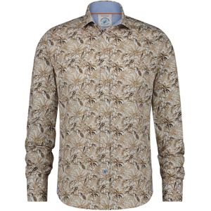 A fish named Fred, Overhemden, Heren, Bruin, XL, Katoen, Bruin Casual Overhemd met Print