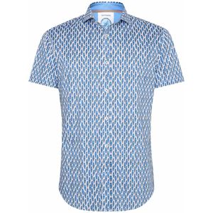 A Fish Named Fred - Boat - Overhemd - Korte Mouw - Blauw - Print