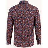 A Fish Named Fred - 32.019 - Overhemd - Burgundy - Blauwe Bladerprint
