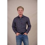 A fish named Fred - Overhemd - Donkerblauw - Regular Fit - Lange Mouwen