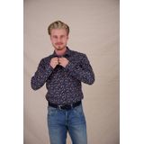 A fish named Fred - Overhemd - Donkerblauw - Regular Fit - Lange Mouwen