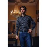 A fish named Fred - Overhemd - Donkerblauw - Regular Fit - Lange Mouwen