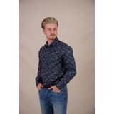 A fish named Fred - Overhemd - Donkerblauw - Regular Fit - Lange Mouwen