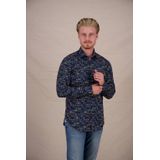 A fish named Fred - Overhemd - Donkerblauw - Regular Fit - Lange Mouwen