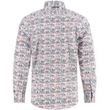 A fish named Fred - Regular Casual Overhemd - Wit - Katoen met Elastaan