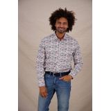 A fish named Fred - Regular Casual Overhemd - Wit - Katoen met Elastaan