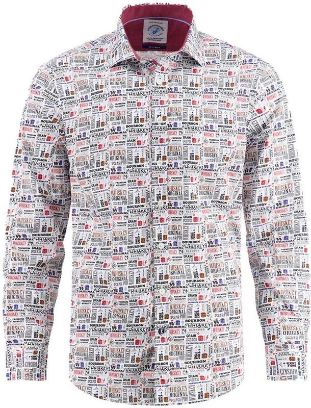 A fish named Fred - Regular Casual Overhemd - Wit - Katoen met Elastaan