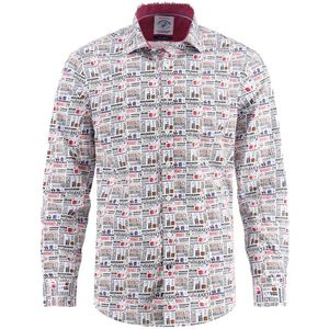 A fish named Fred - Regular Casual Overhemd - Wit - Katoen met Elastaan