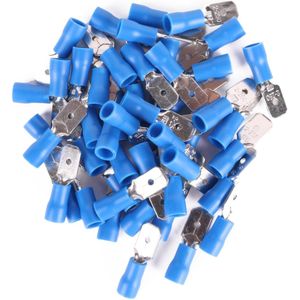 Benson Kabelschoen set - man plat - 2.5 naar 6.3 mm - blauw - 50 stuks