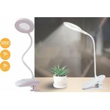 LED Klemlamp incl. Batterijen + USB Kabel - Leeslamp- Nachtlamp - Verstelbare Draadloze Leeslamp - Wit