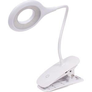 LED Klemlamp incl. Batterijen + USB Kabel - Leeslamp- Nachtlamp - Verstelbare Draadloze Leeslamp - Wit