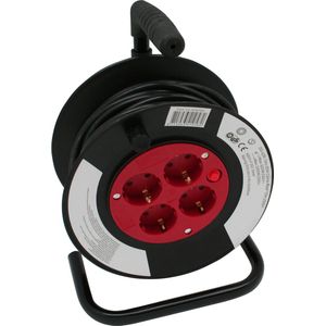 Technik - Kabelhaspel 15m - 4-voudig met randaarde - 3x1.5mm2 - zwart