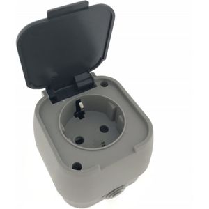 Benson Wandcontactdoos - Opbouw - Waterdicht - IP54 - 16A - Grijs/Antraciet