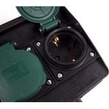 Benson Dubbele tuincontactdoos op spies - 2 voudig - 1,5 meter - spatwaterdicht