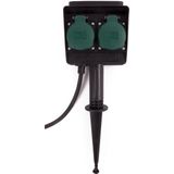 Benson Dubbele tuincontactdoos op spies - 2 voudig - 1,5 meter - spatwaterdicht