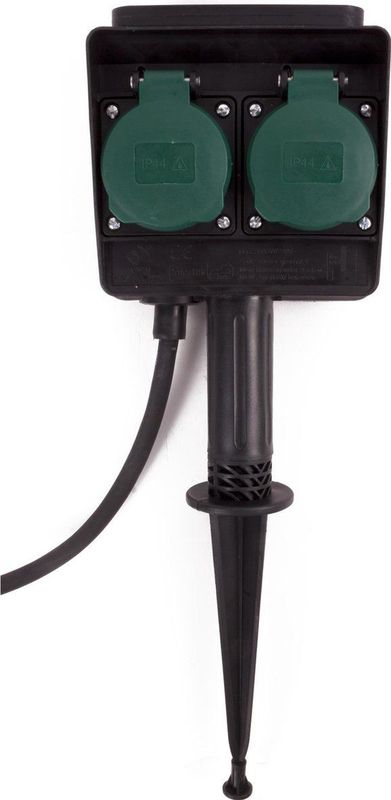 Benson Dubbele tuincontactdoos op spies - 2 voudig - 1,5 meter - spatwaterdicht