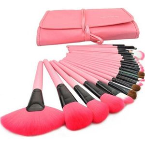 Makeup kwasten - Makeup set - Makeup geschenksets - 24delig - Met etui - Roze - Able & Borret