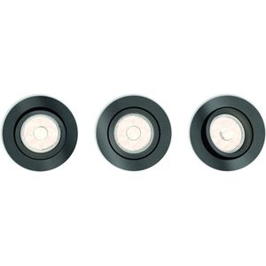 Philips Donegal - Inbouwspot - 3-Lichts - Grijs - Rond - 3 Stuks