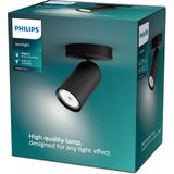 Philips Pongee opbouwspot - 1-lichts - zwart